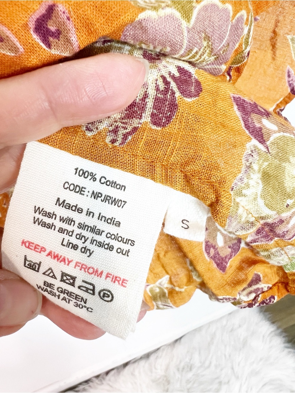 TOAST ORANGE 3/4 SLEEVE FLORAL 
BOHO PEASANT BLOUSE WOMENS SMALL - Picture 3 of 4